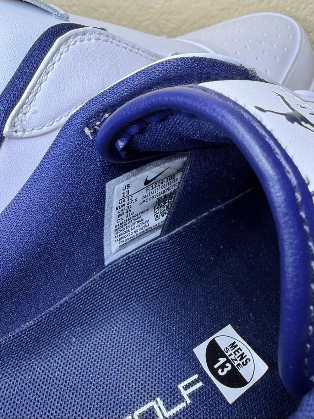 Air Jordan 1 Mule Golf “White Midnight Navy” - Size 13 Men.